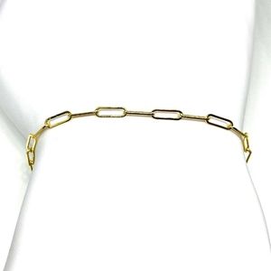 Solid 14k Yellow Gold Paper Clip Chain Bracelet…